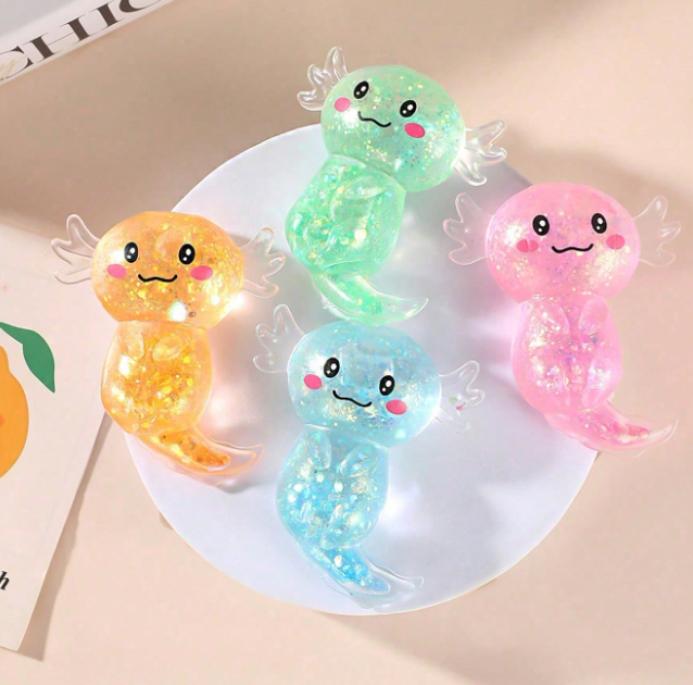 Glitter Axolotl Maltose Squishy Sensory Fidget Toy