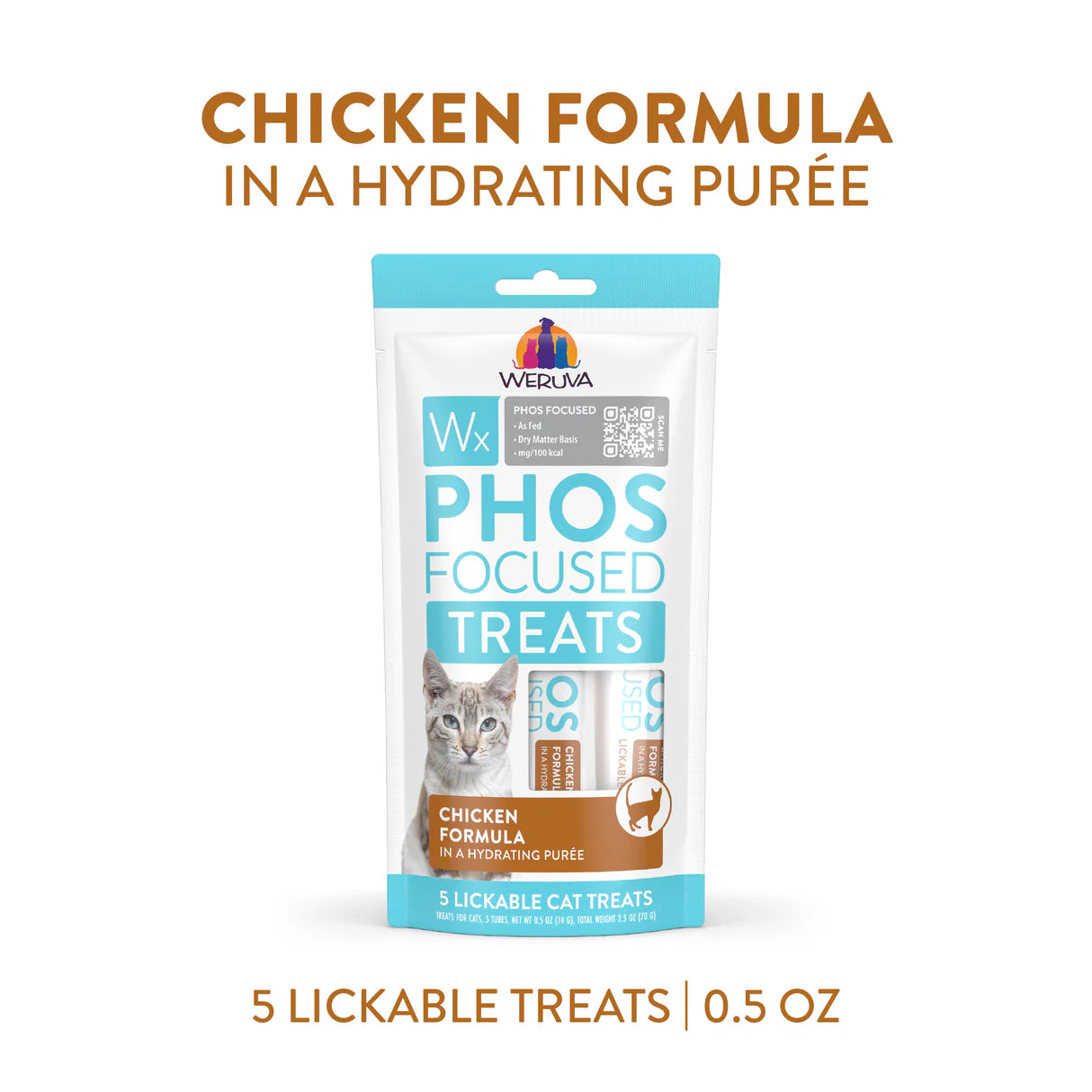 Weruva Wx Phos Focused Chicken Formula Lickable Cat Treats, .5 oz 5 Pack