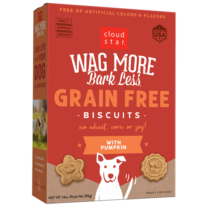 Cloud Star Wag More Bark Less Grain-Free Oven Baked with Pumpkin Dog Treats 14 oz