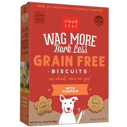 Cloud Star Wag More Bark Less Grain-Free Oven Baked with Pumpkin Dog Treats 14 oz