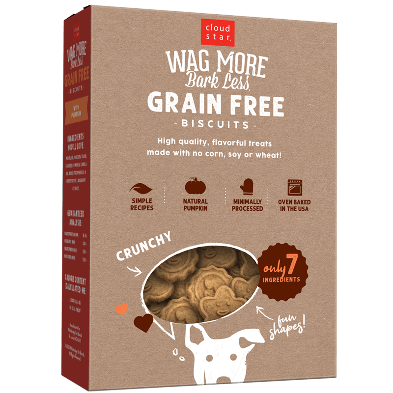 Cloud Star Wag More Bark Less Grain-Free Oven Baked with Pumpkin Dog Treats 14 oz