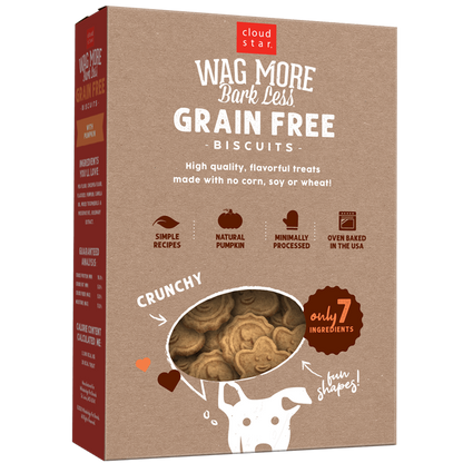 Cloud Star Wag More Bark Less Grain-Free Oven Baked with Pumpkin Dog Treats 14 oz