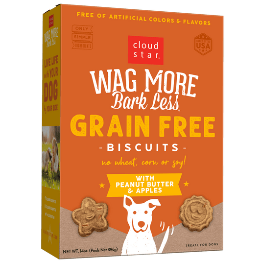 Cloud Star Wag More Bark Less Grain-Free Oven Baked with Peanut Butter & Apples Dog Treats 14 oz