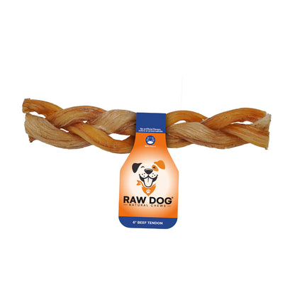 Raw Dog Chews Braided Tendon, 6"