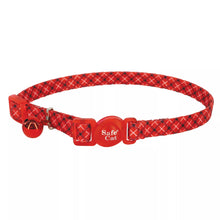 Load image into Gallery viewer, Safe Cat Fashion Adjustable Breakaway Collar, White &amp; Red Plaid
