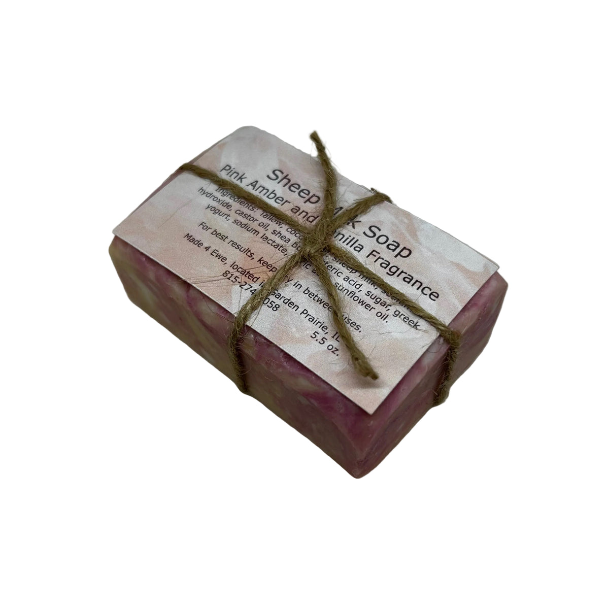 Made 4 Ewe Sheep Milk Soap, Pink Amber and Vanilla 5.5 oz