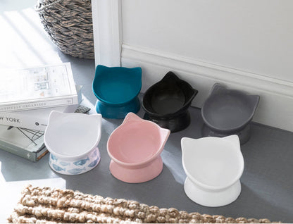 Oscar Tilt Cat Dish: Multi-Colored