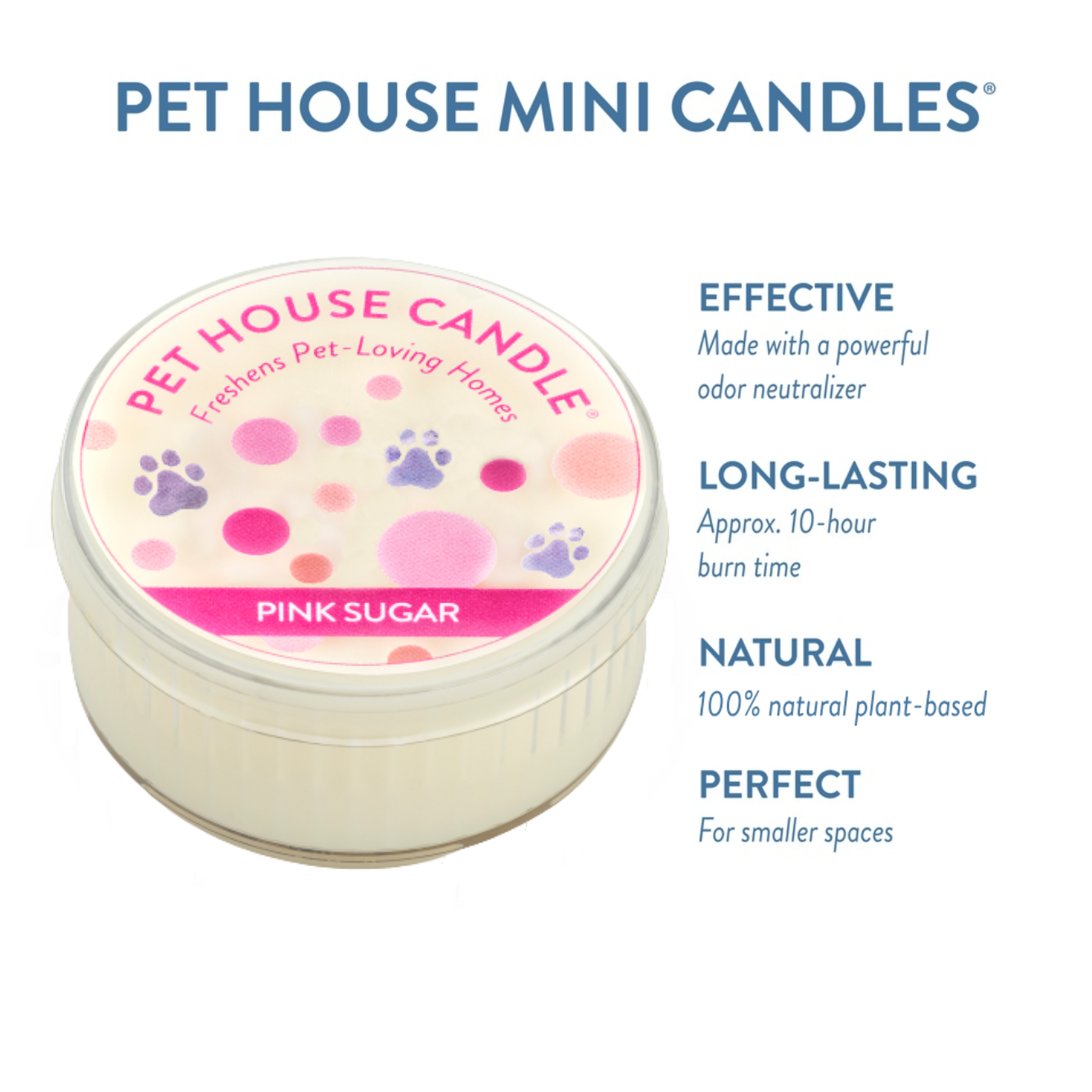 Pet House Pink Sugar Plant-Based Soy Wax Mini Candle 1.5 oz