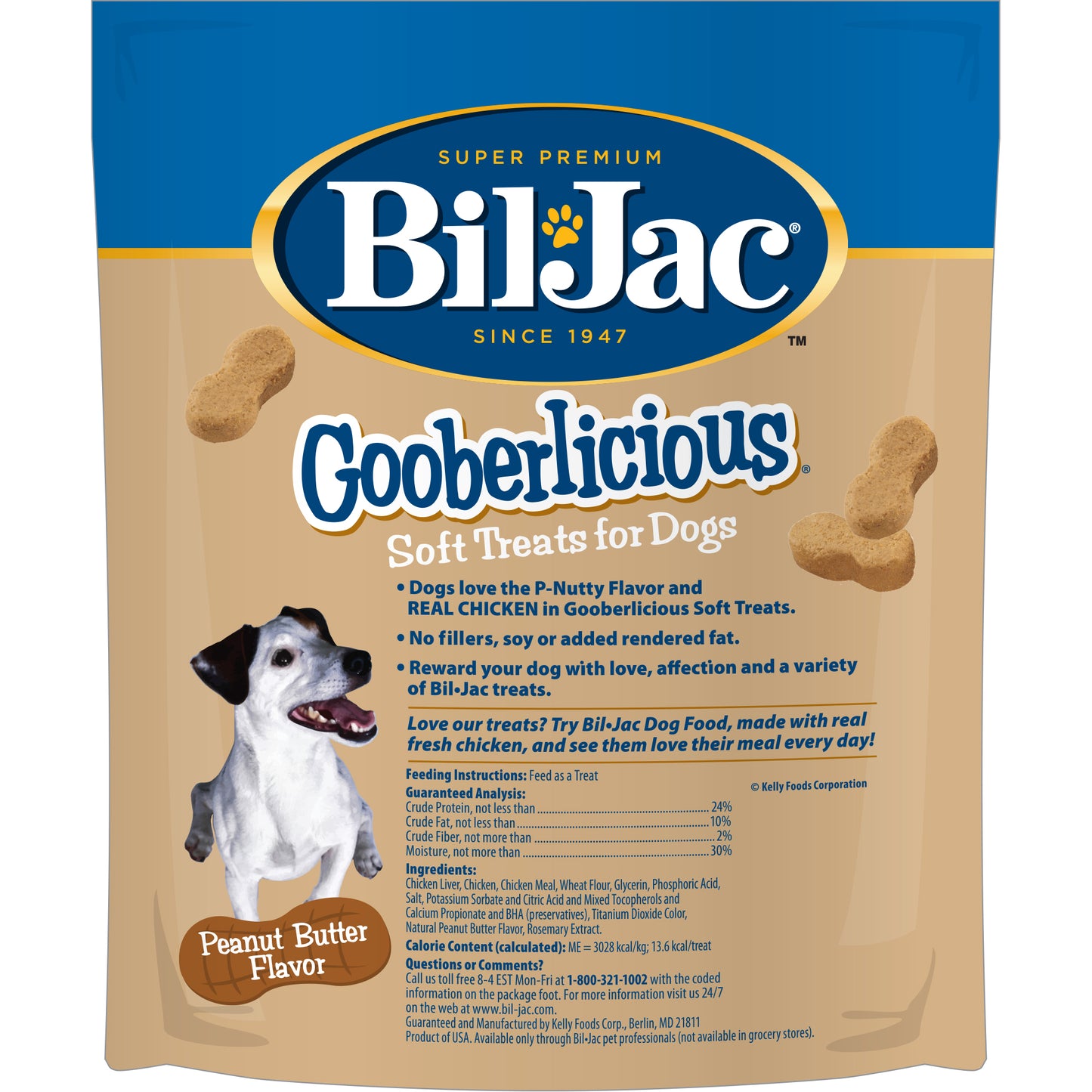 Bil-Jack Gooberlicious Peanut Butter Flavor Soft Dog Treats 4 oz