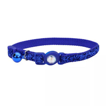 Load image into Gallery viewer, Safe Cat Jeweled Buckle Adjustable Breakaway Cat Collar with Glitter Overlay, Blue
