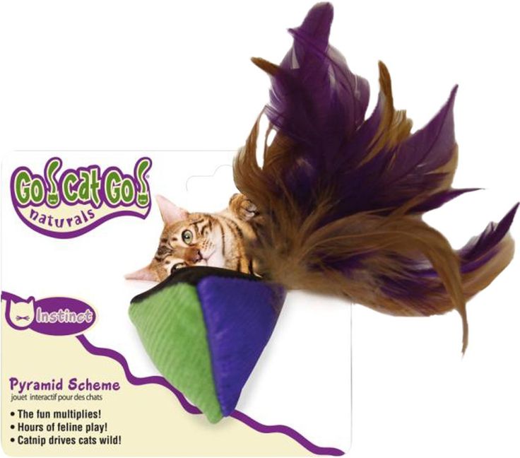 OurPets Pyramid Scheme With Feathers Natural Cat Toy