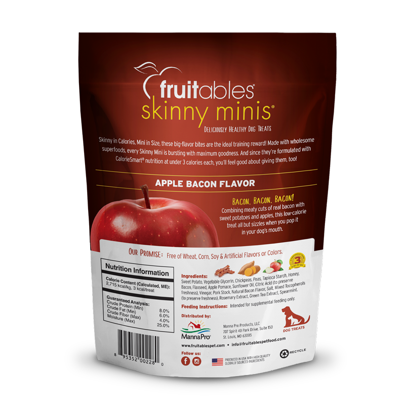 Fruitables Skinny Minis Apple Bacon Flavor Soft & Chewy Dog Treats, 5 oz.