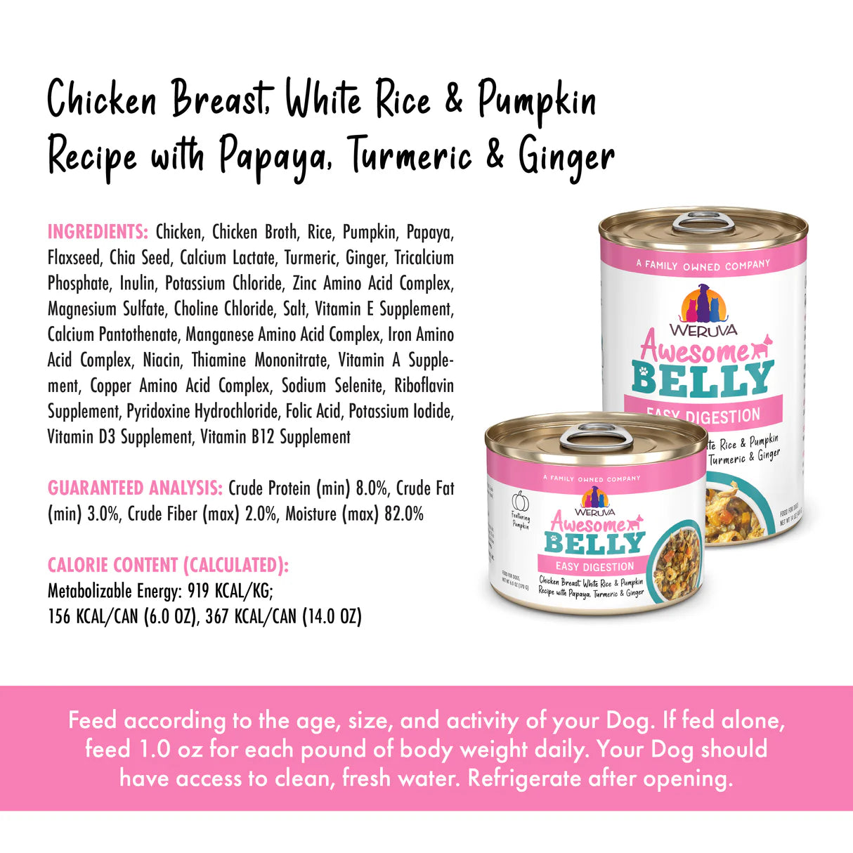 Weruva Awesome Belly Chicken Breast, White Rice & Pumpkin Recipe with Papaya, Turmeric & Ginger Canned Dog Food