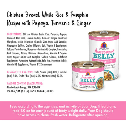 Weruva Awesome Belly Chicken Breast, White Rice & Pumpkin Recipe with Papaya, Turmeric & Ginger Canned Dog Food