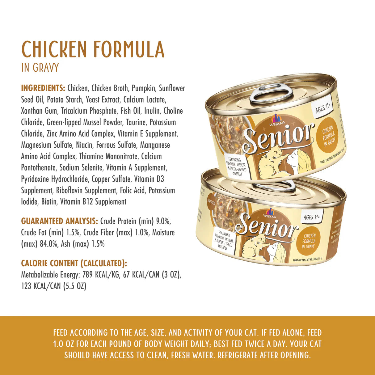 Weruva Senior Chicken Formula in Gravy Canned Cat Food, 3 oz