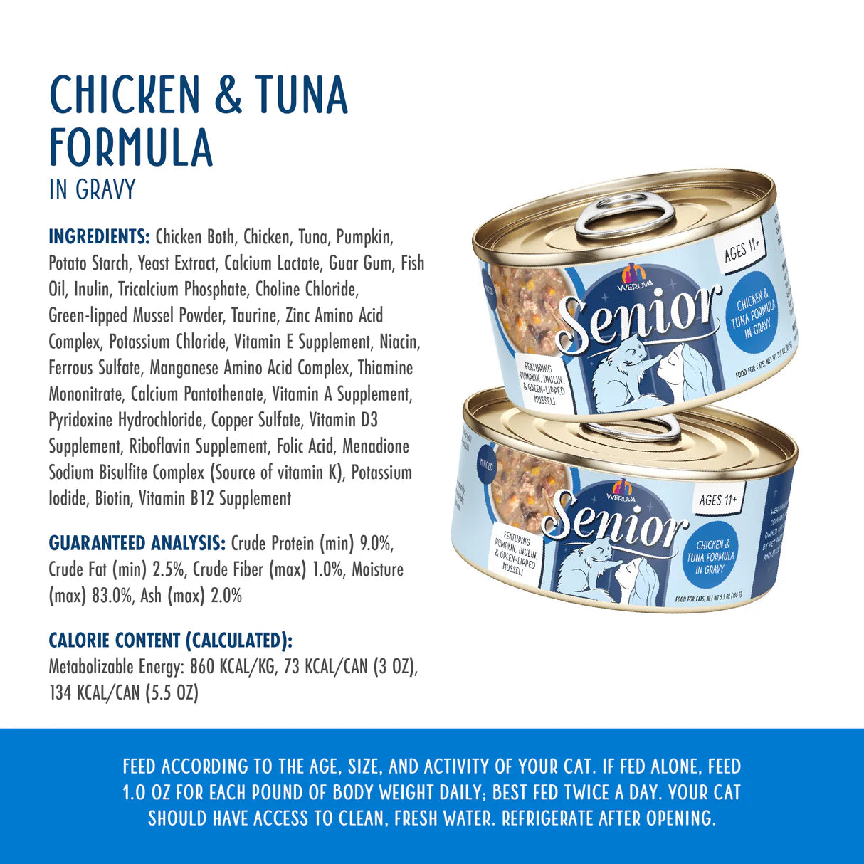 Weruva Senior Chicken & Tuna Formula in Gravy Canned Cat Food, 3 oz