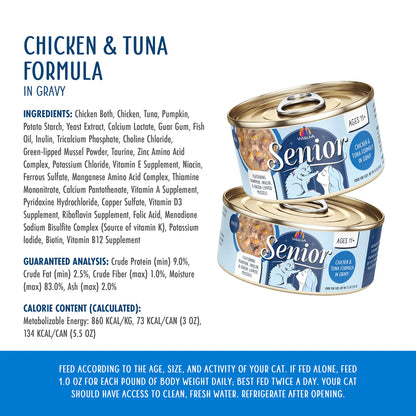 Weruva Senior Chicken & Tuna Formula in Gravy Canned Cat Food, 3 oz