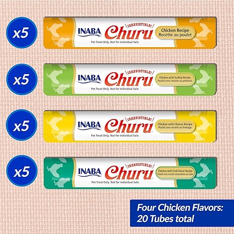 Inaba Churu Chicken Variety Creamy Puree Grain-Free Lickable Cat Treats