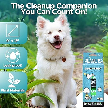 The Original Poop Bags Peanuts USDA Biobased Dog Poop Bags, 60 count, Unscented