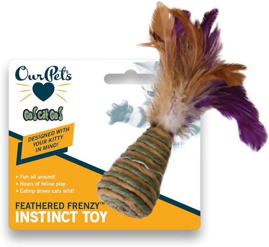 OurPets Feathered Frenzy With Cone Natural Cat Toy