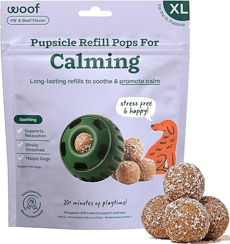 Woof Pupsicle Refill Pops Calming Beef Grain-Free Lickable Dog Treats, XL