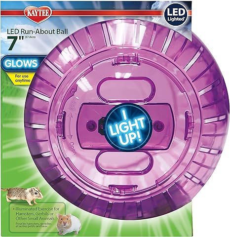 Kaytee 7" Assorted Color LED Light Run-About Exercise Ball For Pet Hamsters & Gerbils