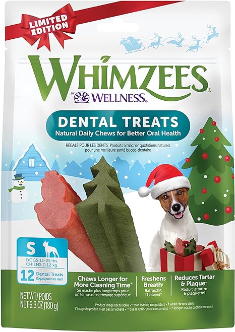 Whimzees Winter Shapes All Natural Daily Dental Treats, Small Dog