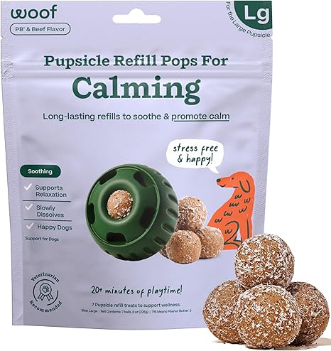 Woof Pupsicle Refill Pops Calming Beef Grain-Free Lickable Dog Treats, Large