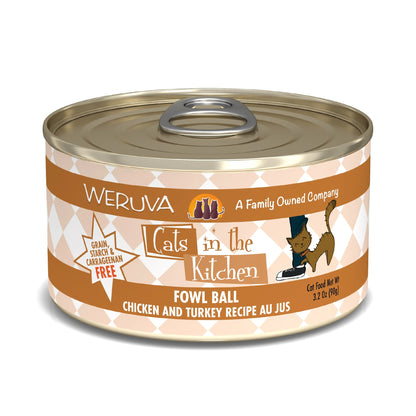 Weruva Cats in the Kitchen Fowl Ball Chicken and Turkey Recipe Au Jus