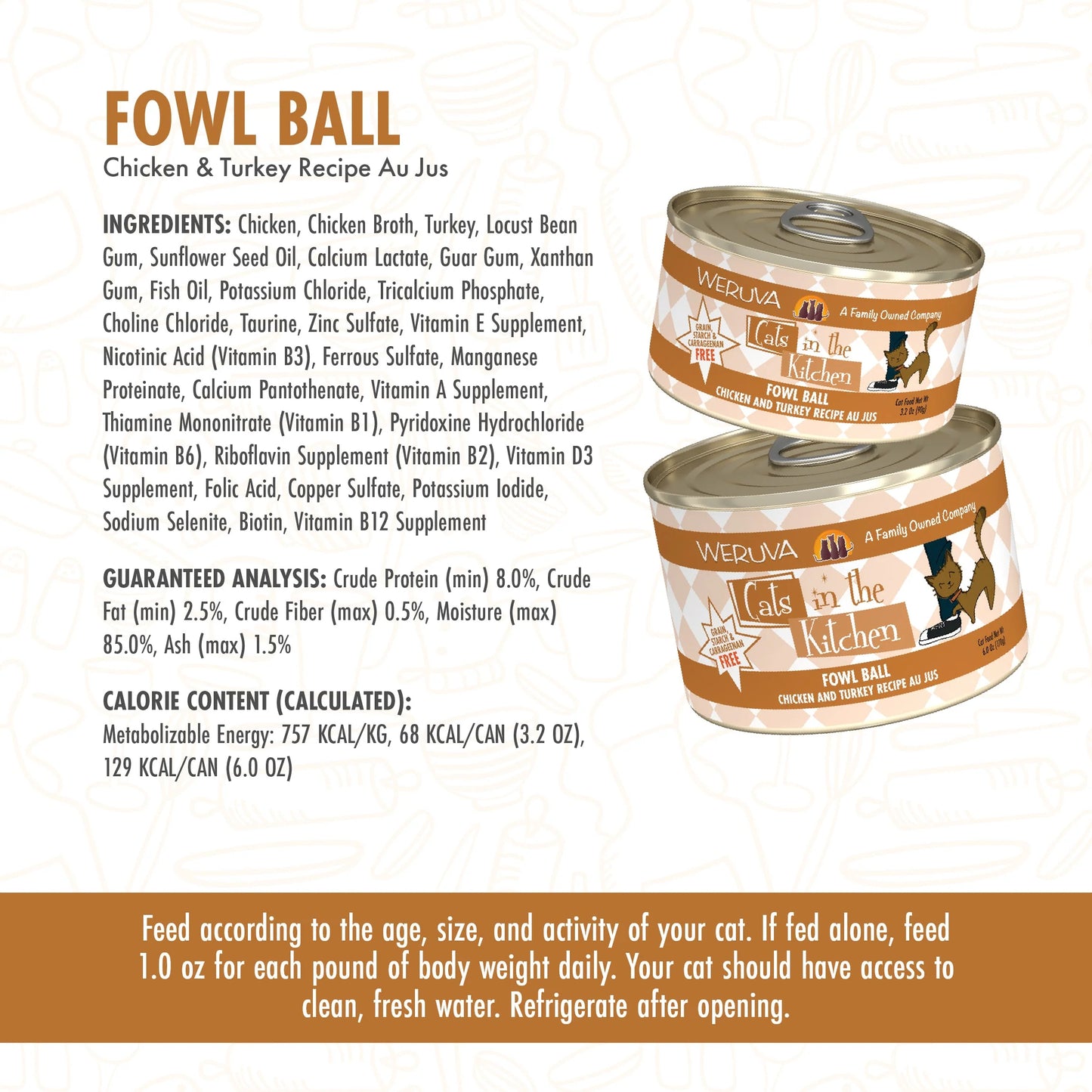 Weruva Cats in the Kitchen Fowl Ball Chicken and Turkey Recipe Au Jus