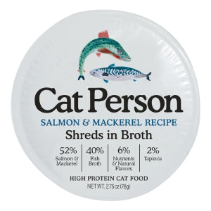 Cat Person by Weruva Salmon & Mackerel Flakes in Broth Grain-Free Wet Cat Food