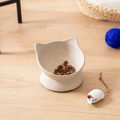 Archie Bamboo Tilt Cat Bowl: Stone Grey