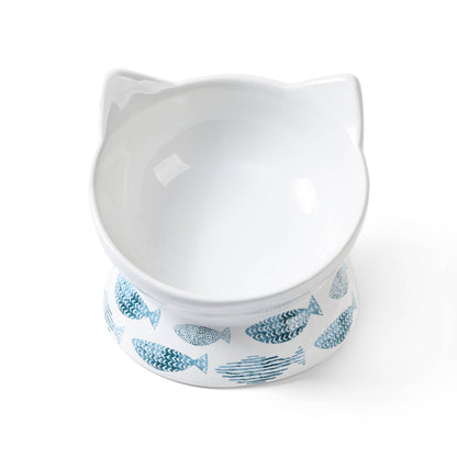 Oscar Tilt Cat Dish: Multi-Colored