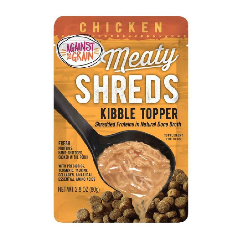 Against The Grain Meaty Shreds Bone Broth Kibble Topper Chicken 2.8 oz.