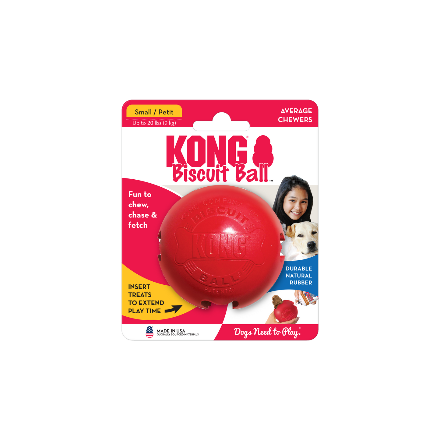 Kong Biscuit Ball Dog Toy, Small