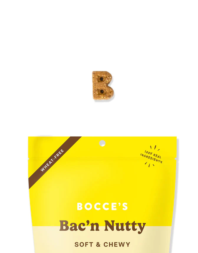 Bocce's Bakery Bac'n Nutty PB & Bacon Recipe Soft & Chewy Dog Treats 6 oz