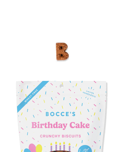 Bocce's Bakery Birthday Cake Peanut Butter, Carob & Vanilla Crunchy Dog Treats 6 oz