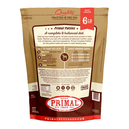 Primal Dog Raw Frozen Lamb Patties 6 LB