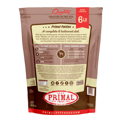 Primal Dog Raw Frozen Pork Patties 6 LB