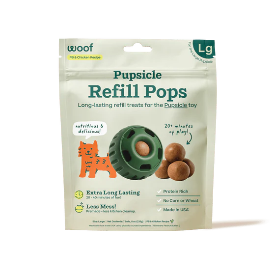 Woof Pupsicle Refill Pops Chicken Grain-Free Lickable Dog Treats, Large