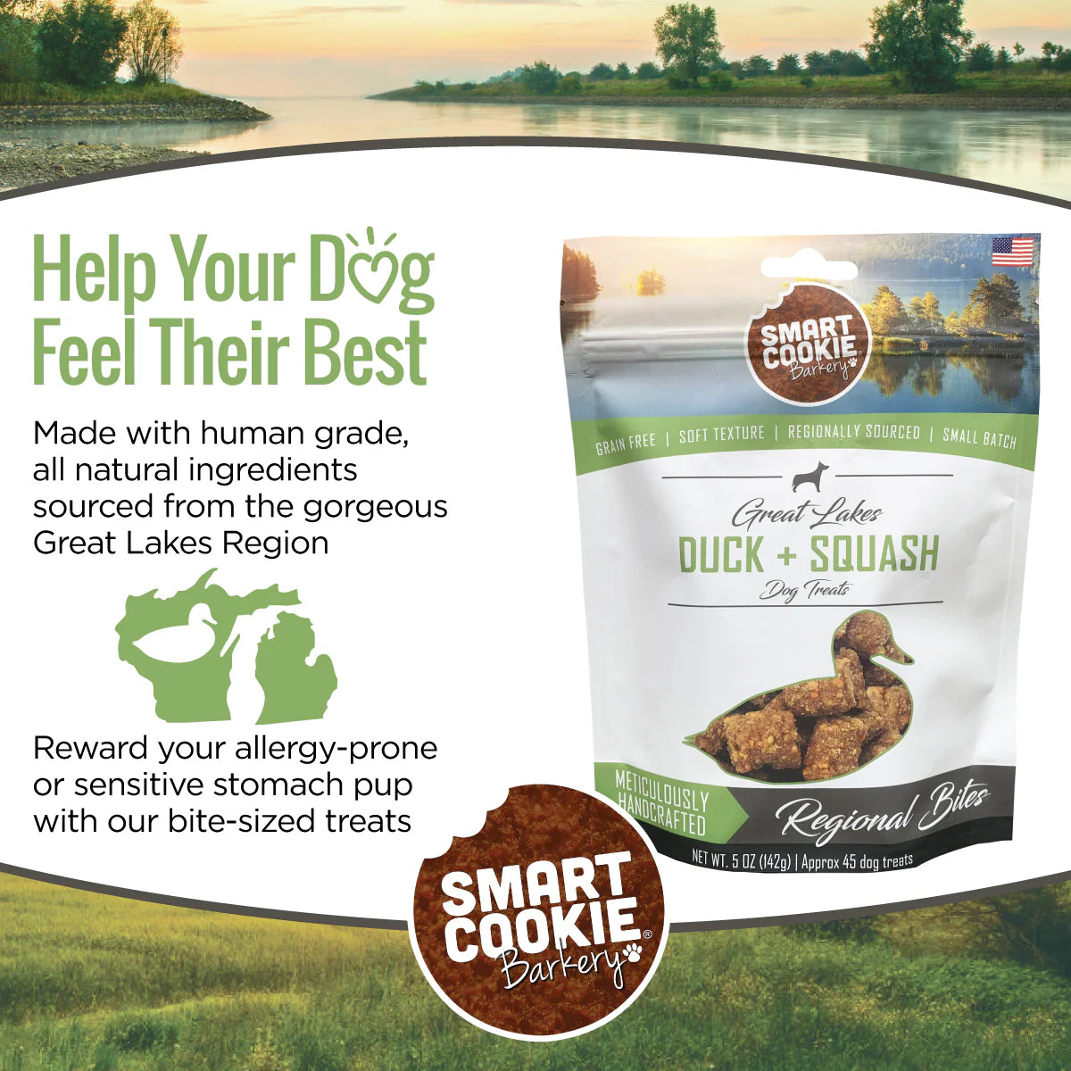 Smart Cookie Duck & Squash Grain Free Dog Treats for Sensitive Stomach & Allergies