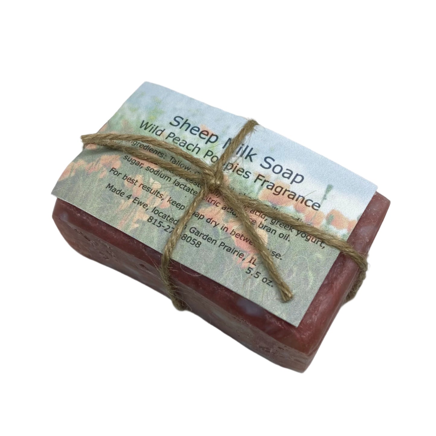 Made 4 Ewe Sheep Milk Soap, Wild Peach Poppies 5.5 oz