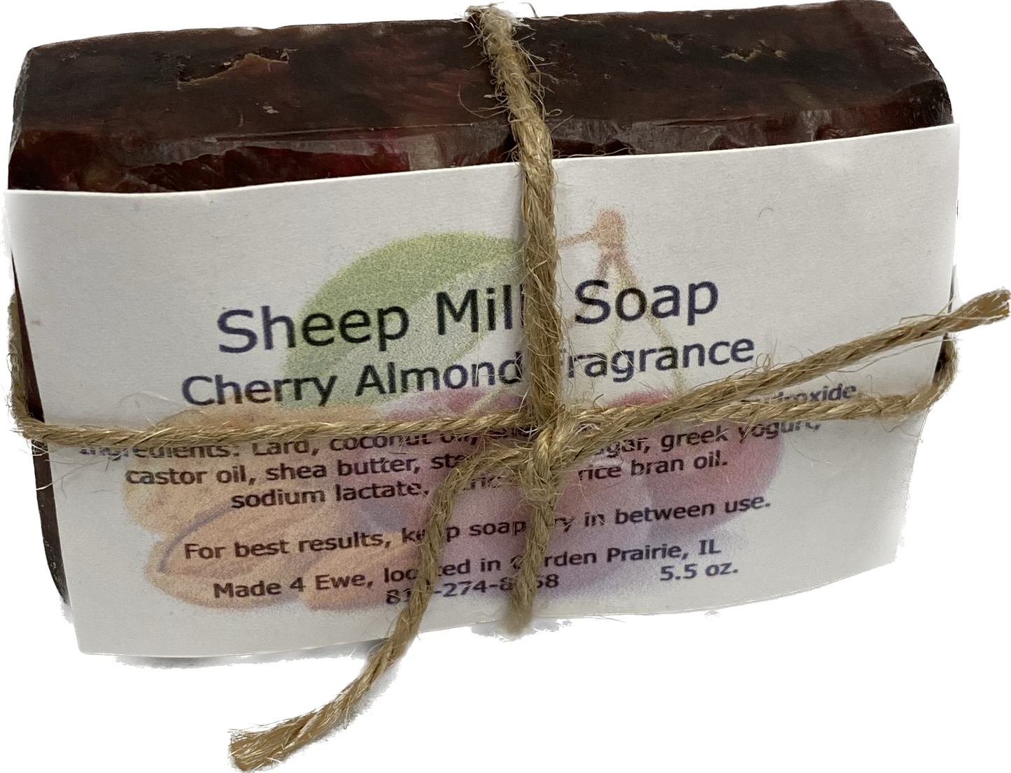 Made 4 Ewe Sheep Milk Soap, Cherry Almond 5.5 oz