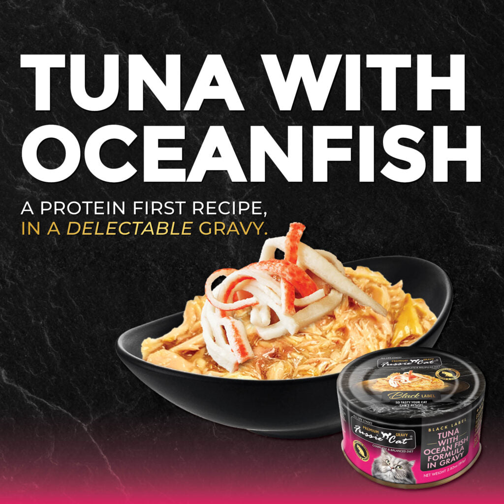 Fussie Cat Black Label Tuna with Ocean Fish Formula in Gravy Wet Cat Food, 2.82oz