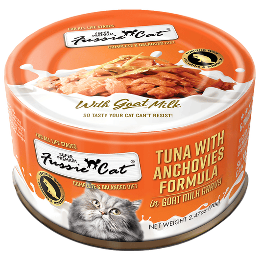 Fussie Cat Super Premium Tuna with Anchovies Formula in Goat Milk Gravy