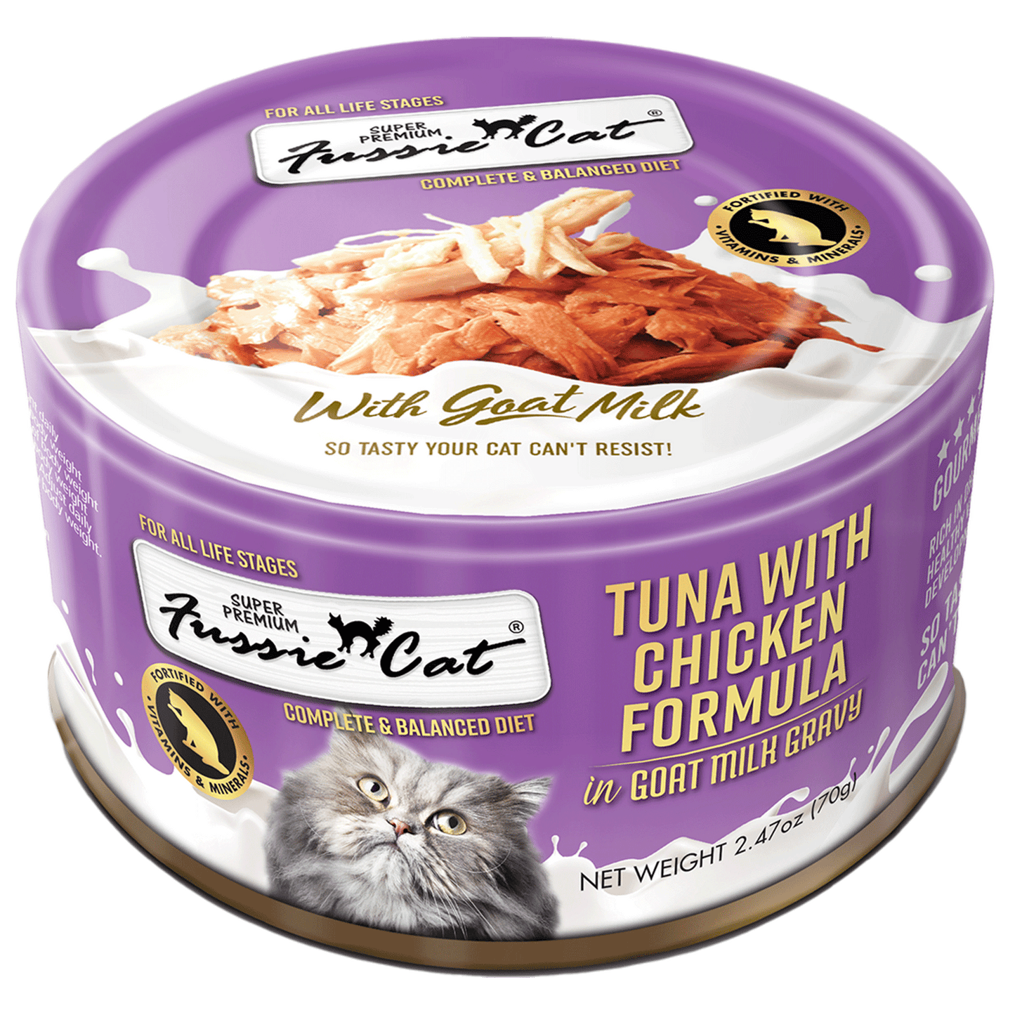 Fussie Cat Super Premium Tuna with Chicken Formula in Goat Milk Gravy