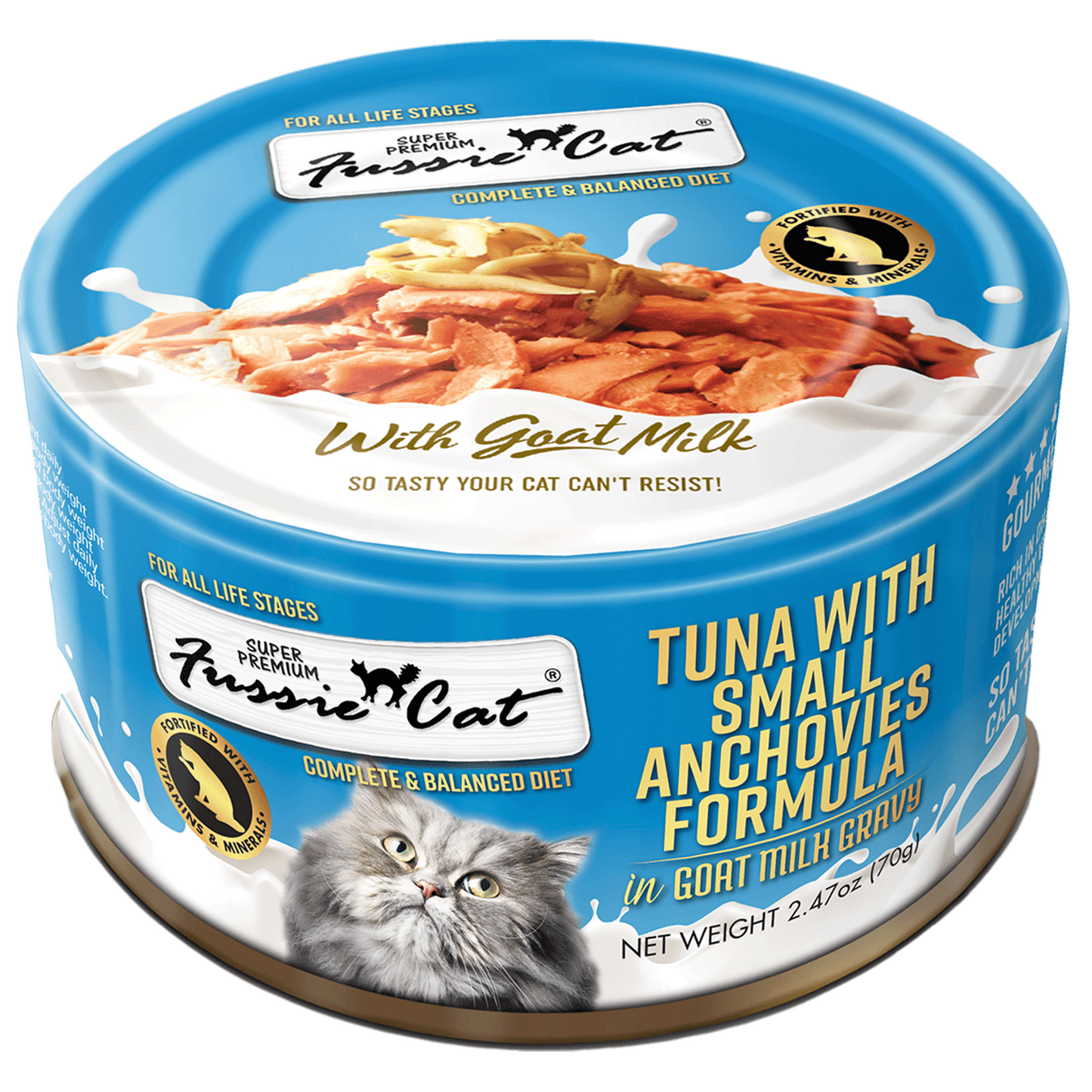 Fussie Cat Super Premium Tuna with Small Anchovies Formula in Goat Milk Gravy