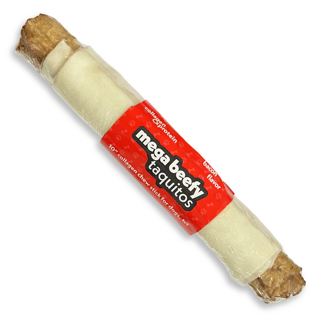 Frankly Mega Beefy Taquitos Chew Stick Bacon, 10"