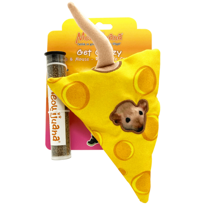 Meowijuana Get Cheezy Refillable Cheese & Mouse Cat Toy