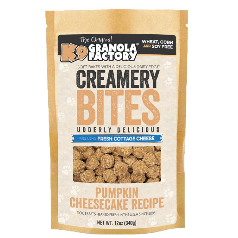 K9 Granola Factory Creamery Bites Pumpkin Cheesecake Recipe Dog Treats 12 oz